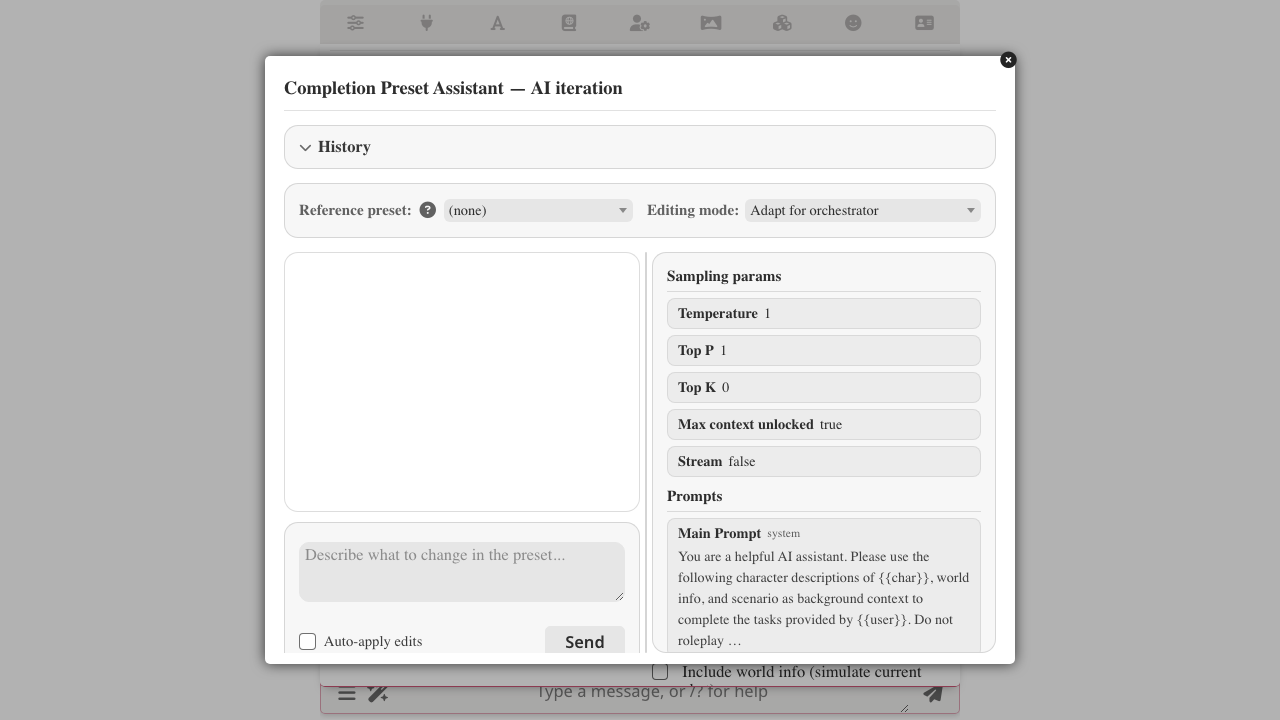 CPA 弹窗,编辑模式选为 "Adapt for orchestrator"