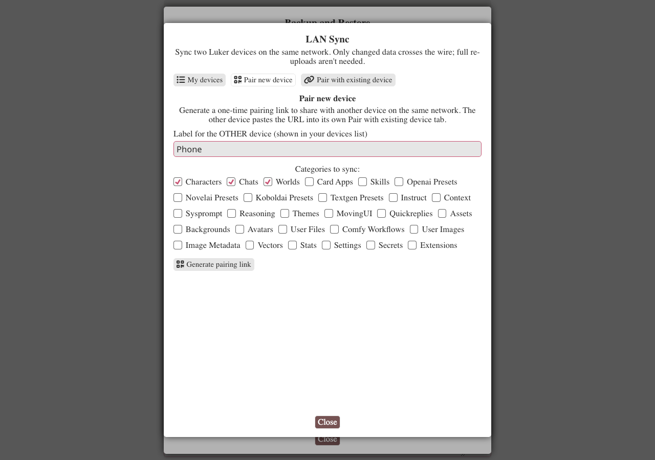 Pair new device form with categories selected