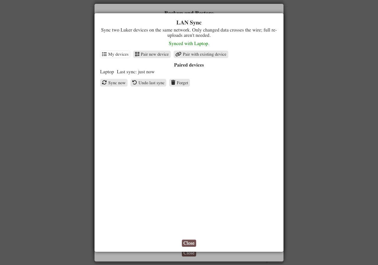 Paired devices list with per-device actions