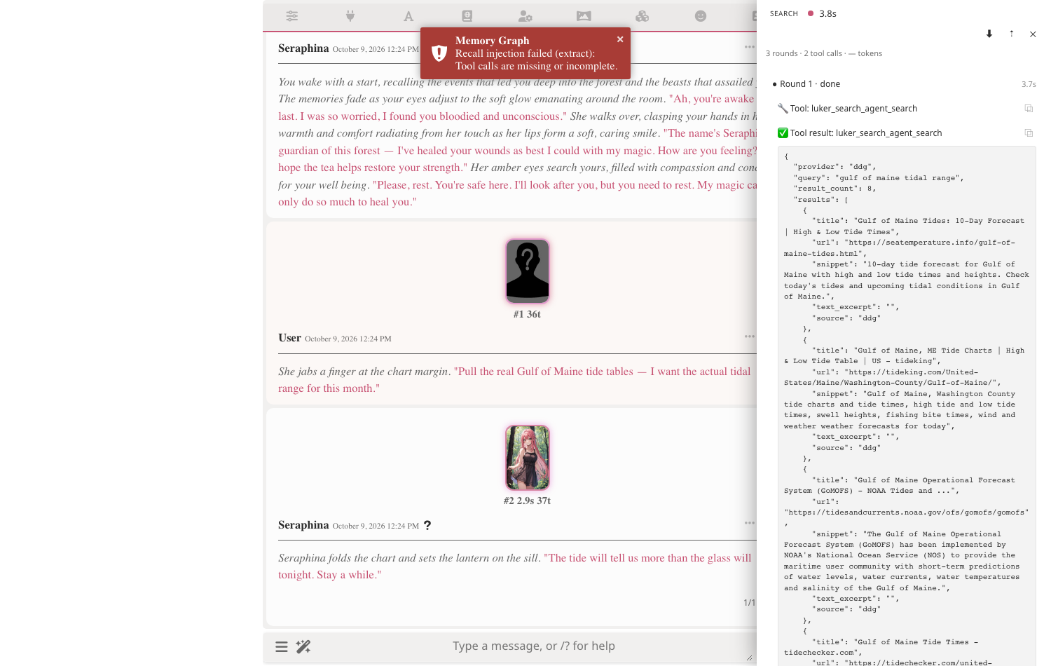 Pre-request search agent run in the run panel