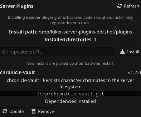 Plugin row after the dependencies are installed