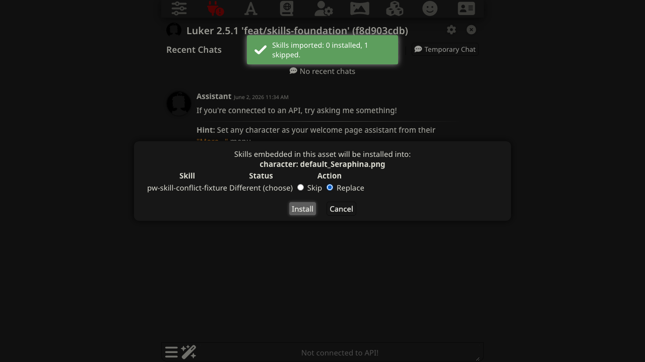Embed import preview with a conflict